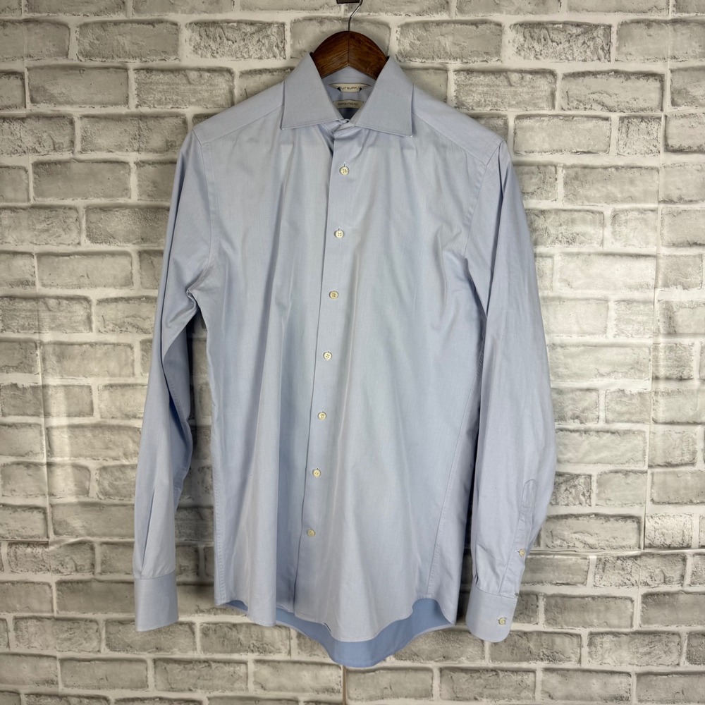 Suitsupply Mens Light Blue Cotton Two Ply Long Sleeve Spread Collar Dress Shirt